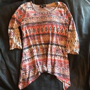 Aztec long sleeve flowy top